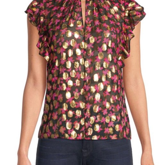 Milly Medallion Flutter-Sleeve Top size S - Picture 3 of 4